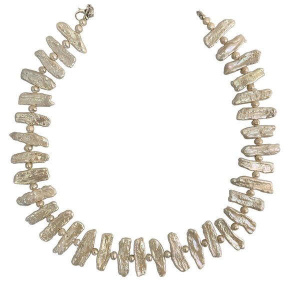 High quality, Baroque Rectangular Natural Freshwater Pearl Necklace - Picture 1 of 4